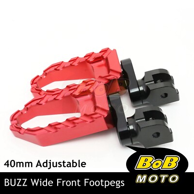 BUZZ 40mm Lower RED Front Wide Footpegs For Kawasaki Z125 16-20 19