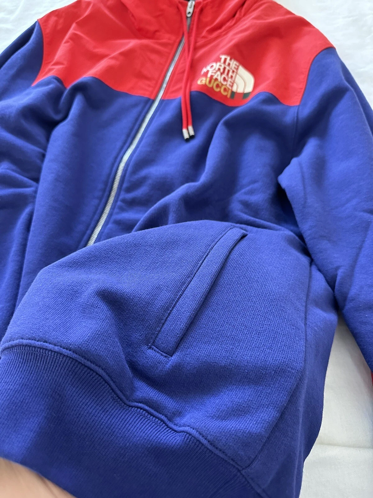 Giacca track con cappuccio cerniera logo GUCCI x THE NORTH FACE grande edizione limitata con scatola