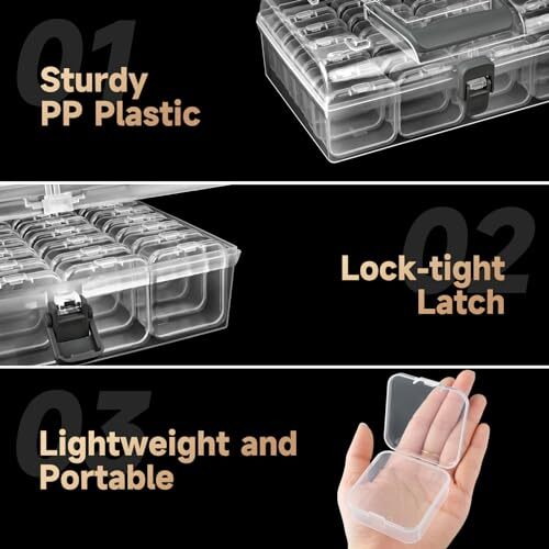 Small Bead Organizers with Handle, 24 Pcs Plastic Storage Cases, Mini Clear - Picture 4 of 8