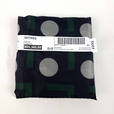 IKEA SKYNKE Shopping Bag Black/Beige Dot Pattern 17¾ × 14¼'' 805.345.98 New