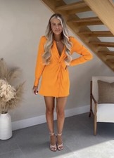 ZARA Perrie Sian ORANGE DRESS SMALL Suit UK 8-10 NEW 