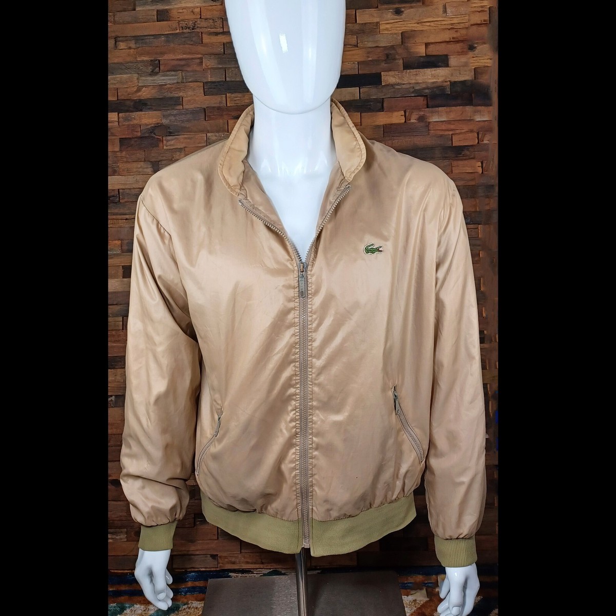 Izod Lacoste Lightweight Windbreaker Jacket Mens L Hooded Full Zip