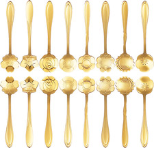 16 Pcs Teaspoon Gold Tea Spoons Decorative Flowers Coffee Dessert Spoon D1 
