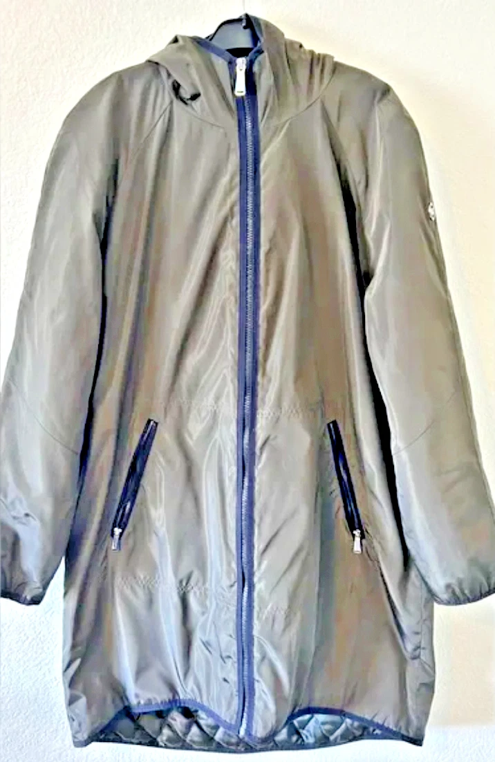 MICHAEL KORS giacca lunga cappotto parka con cappuccio donna verde oliva taglia L