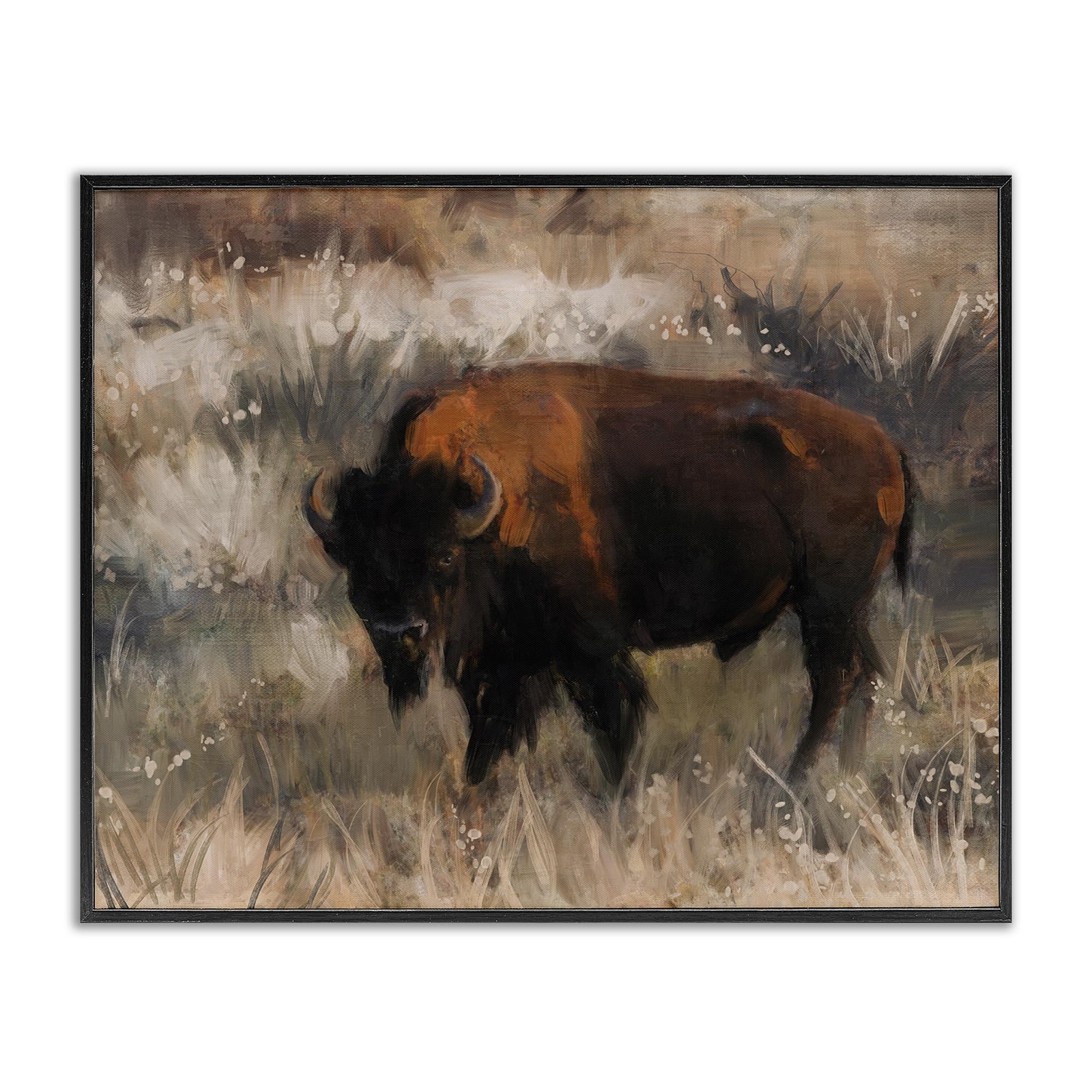 Traditional Bison Range Framed Giclee Art Design by Nina Blue