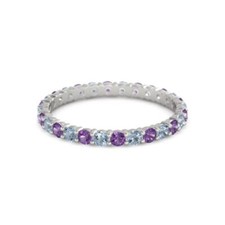 2MM Round Amethyst  Aquamarine 925 Sterling Silver Full Eternity Women Ring