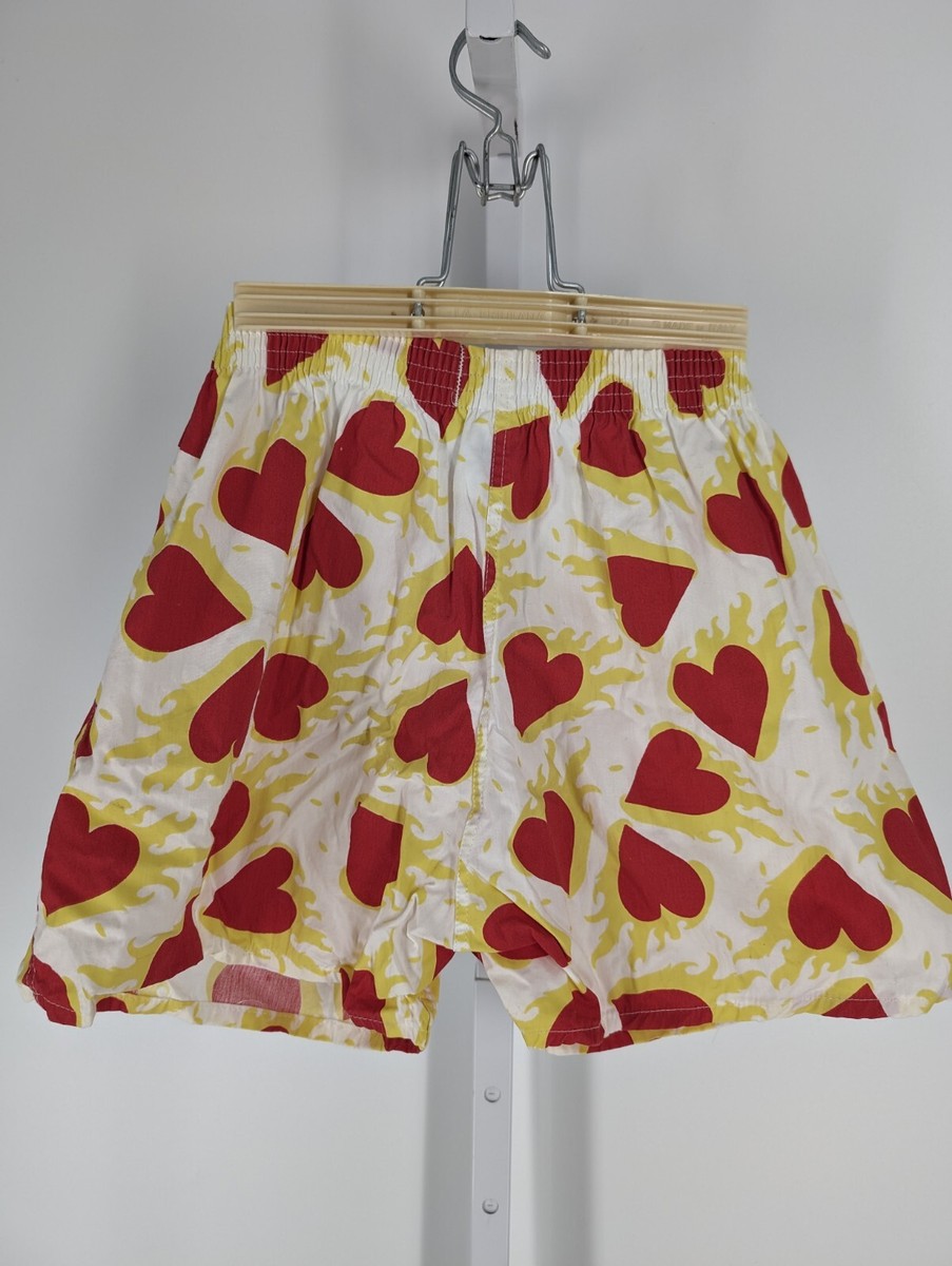 Joe Boxer Vintage 90s Y2K Heart Flame AOP Boxer Shorts Small