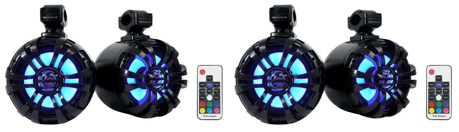 4 Металлические колонки Rockville WB65KLS BLACK 65 300 Вт для морского вейкбординга со светодиодной подсветкой