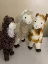 DOUGLAS Toys Plush Three LLAMAS Alpacas Brown White 10" Plush Stuffed Animal