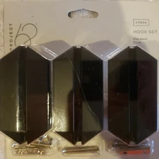 Project 62 3 Pack Hexagonal Galaxy Shield Hook Set Black Includes Hardware NEW