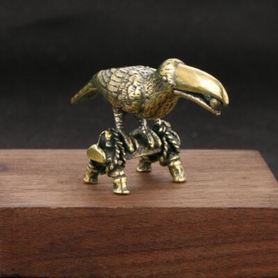 Solid Brass Parrot Statue Bird Animal Figurine Tea Pet Ornament Miniature Toy