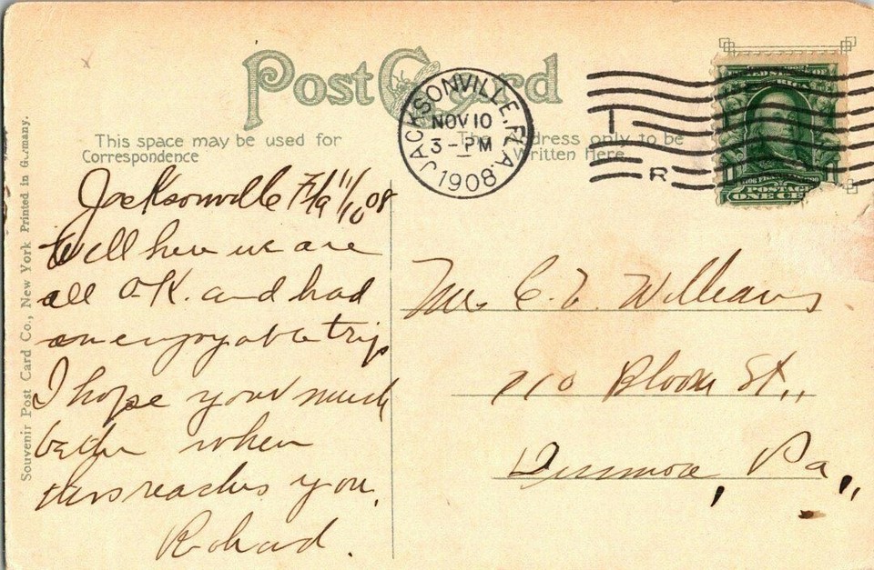 1908. JACKSONVILLE, FL. CITY WATER WORKS. POSTCARD. eBay