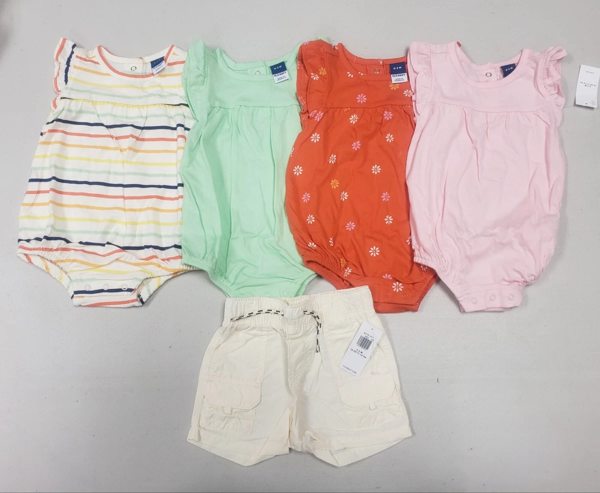 Old Navy Baby Girls One Piece Ruffle Sleeve Rompers Shorts Pink