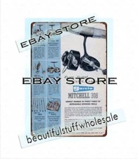 1960 Garcia Mitchell Abu-Matic Fishing Reel Rods metal tin sign art and prints