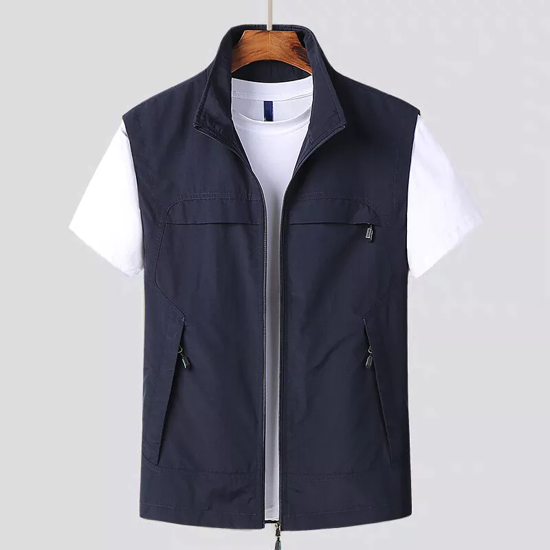 Men Waistcoat Gilet Vest Jacket Top Coat Sleeveless Fishing Outdoor Sport  Casual