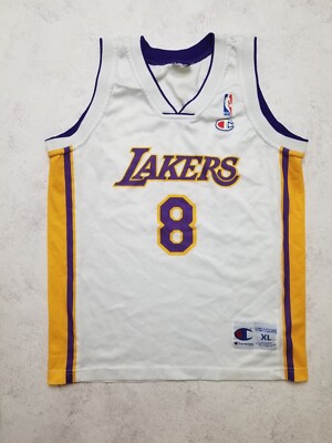 Kobe Bryant Los Angeles Lakers Champion Vtg Jersey NBA White Sz