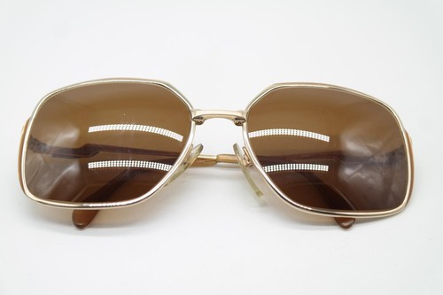 Vintage Sunglasses Metzler 1870 Gold Braun Angular Sunglasses Glasses - Picture 6 of 6