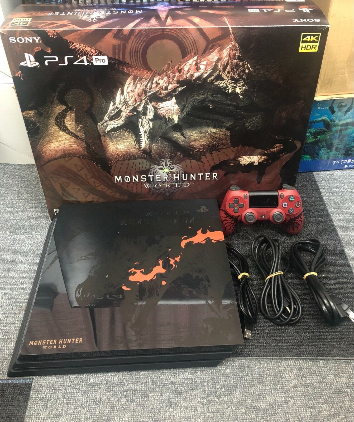 SONY PS4 PlayStation 4 Pro 1TB MONSTER HUNTER WORLD Limited Excellent Fedex  F/S