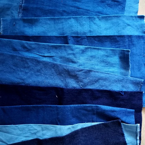 10Pcs Indigo Blue Hand woven Fabric Remnants Hand Dyed Fabric Remnants Fabric - Picture 2 of 5