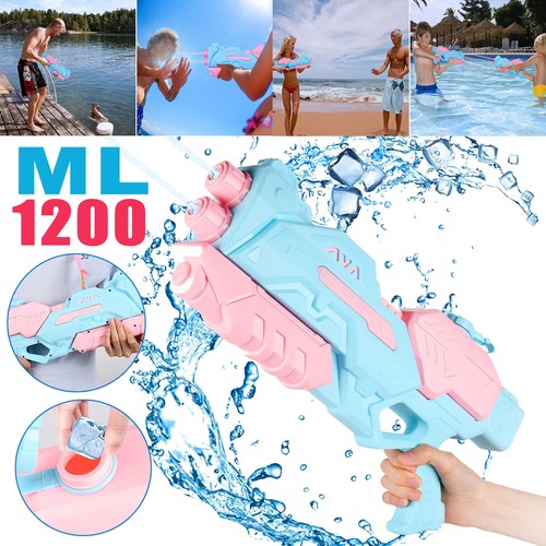 1200ml Large Tank Water Gun Water Blaster Kid Beach Toy Gun Super