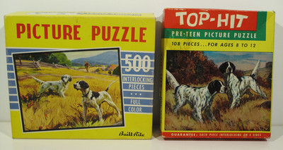 VTG Lot Of 2 Built Rite~Top Hit Picture Puzzles 100+ pcs Hunting Dogs Complete