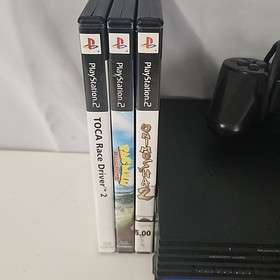 Sony PlayStation 2 Console  Black Fat Cords, Controller + 3 Games 