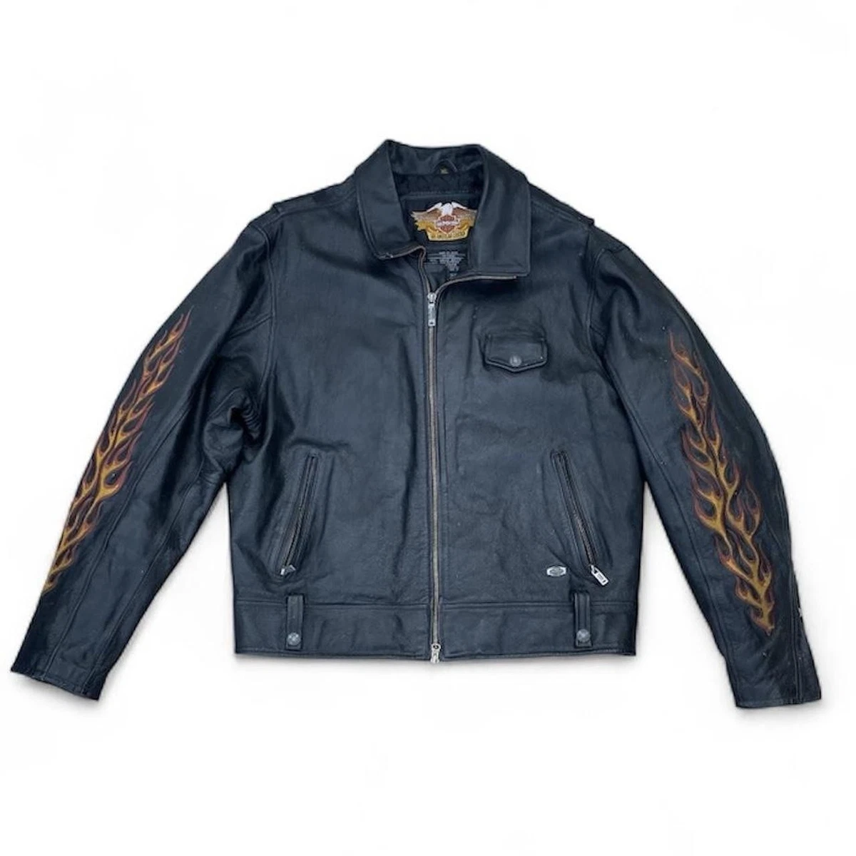 Harley Davidson Leather Jacket Flames | eBay