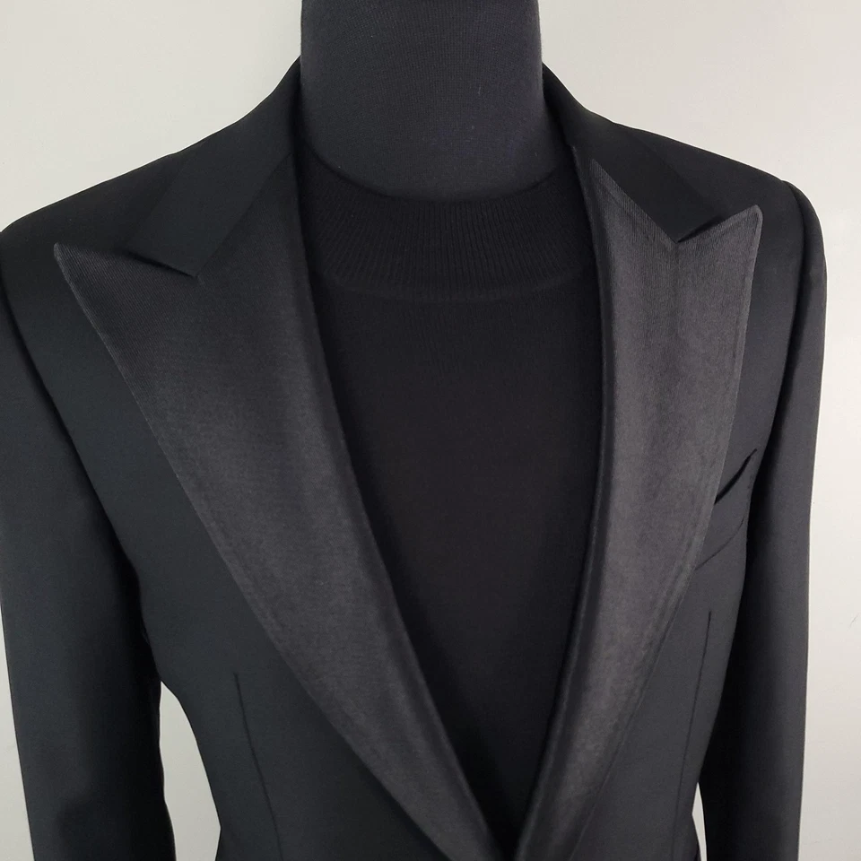 Suitsupply Tuxedo Jacket Mens 38S Black Wool Peak Lapel One Button Formal Blazer - Image 2 of 4