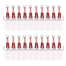 20Pcs 24x15mm Double Fishing Assist Hooks Kit Glow Jigs Fishing Hooks Green