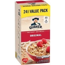 Quaker Original instant oatmeal, 24 count, 0.98 oz packets.