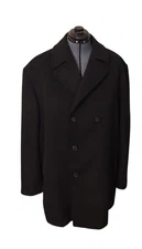 Perry Ellis Portfolio Men's Pea Coat Size XXL Black Wool Blend Double-Breasted