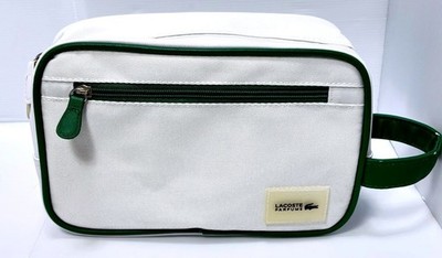 Lacoste White and Green Toiletry Bag with Front Zipper Pocket*AS IS*