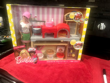 Barbie Pizza Chef Playset w/Blonde Barbie Doll  Pizza Kitchen Pre Owned