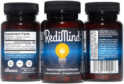 3er Pack RediMind Natürlicher kognitiver Verstärker 30 Kapseln-Fokus-Gedächtnis-
