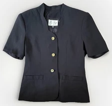 Le Suit Blazer Women's Jacket Suit Separate Short Sleeve Black Size 8