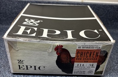 BB 1/30/26 EPIC BBQ Chicken Protein Bar Keto Paleo Jerky 12 ct 1.3oz bars Box