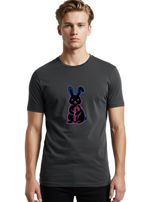 Rabbit-With-Candy Mens Graphic Tee, 100% Cotton, Casual Summer Wear