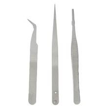 High Quality Light Weight Repair Store Tweezers 3 Pcs Anti Slip Stainless Steel