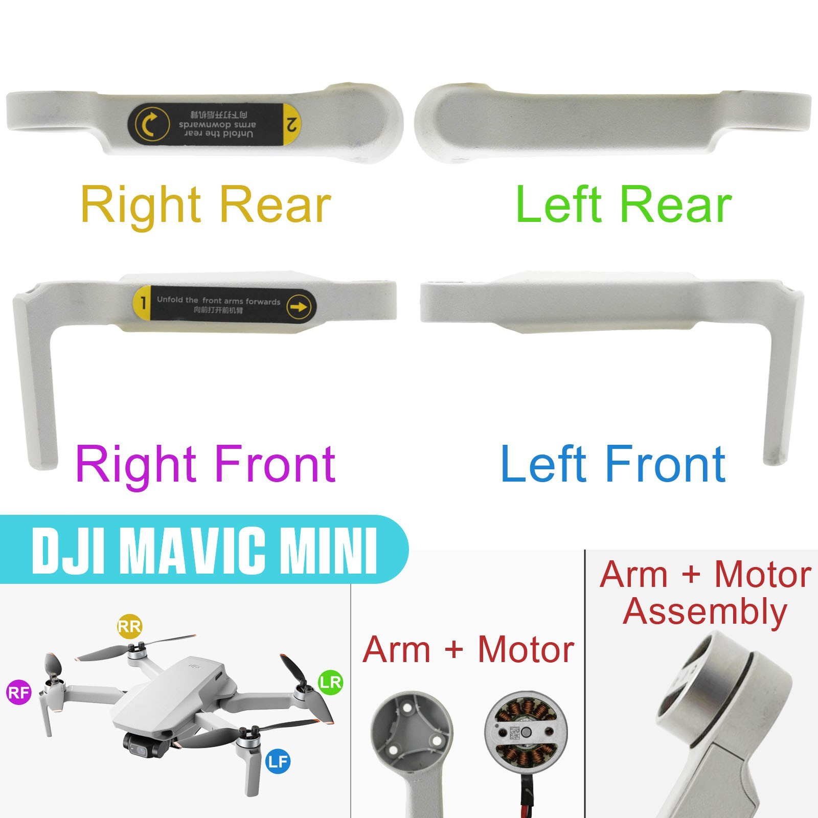 OEM Drone Arm Shell &plusmn; Arm Motor Replacement Parts For DJI Mavic Mini/2/2 SE / 4K