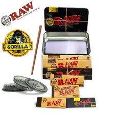 RAW Smoking Gift Set Tin Papers Tips Grinder Storage Bag Rolling Bundle Gift Set