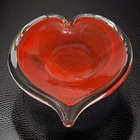 Vtg Lavorazione Red Heart Shaped Murano Glass Trinket Tray/Bowl -Italy - EUC