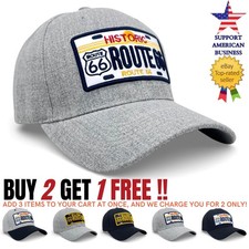 Route 66 Baseball Cap Black Adjustable Size Trucker Visor Hat Unisex New