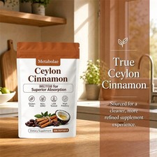 Metabolae Ceylon Cinnamon Capsules With , Non-GMO, Gluten Free, 300pcs