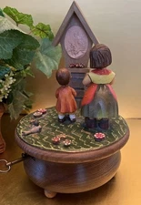 Vintage ANRI Music Box Thorens Swiss children Praying “Ave Maria " HandCarved
