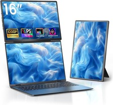 16" Portable Monitor - 1200P HDR Laptop Screen Extender with Ergonomic Stand