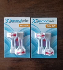30 Second Smile 2Pack (X2) Toothbrush Standard Replacement 4 Brush Heads NIP 