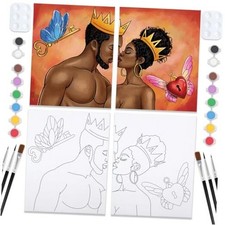 Couples Painting Kit Date Night Sip and Paint Kit 8x10 inches King and Queen
