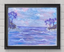 Original Art "Seascape 7" 11x14 Canvas Expressionism Abstract Design Home Art