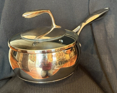 Tupperware Chef Series Non Stick 1 Qt  1.0LSauce Pan Stainless Steel Glass Lid