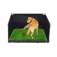 High Walls Dog Pee Pad Holder with Artificial Grass-Foldable Indoor Dog Potty...